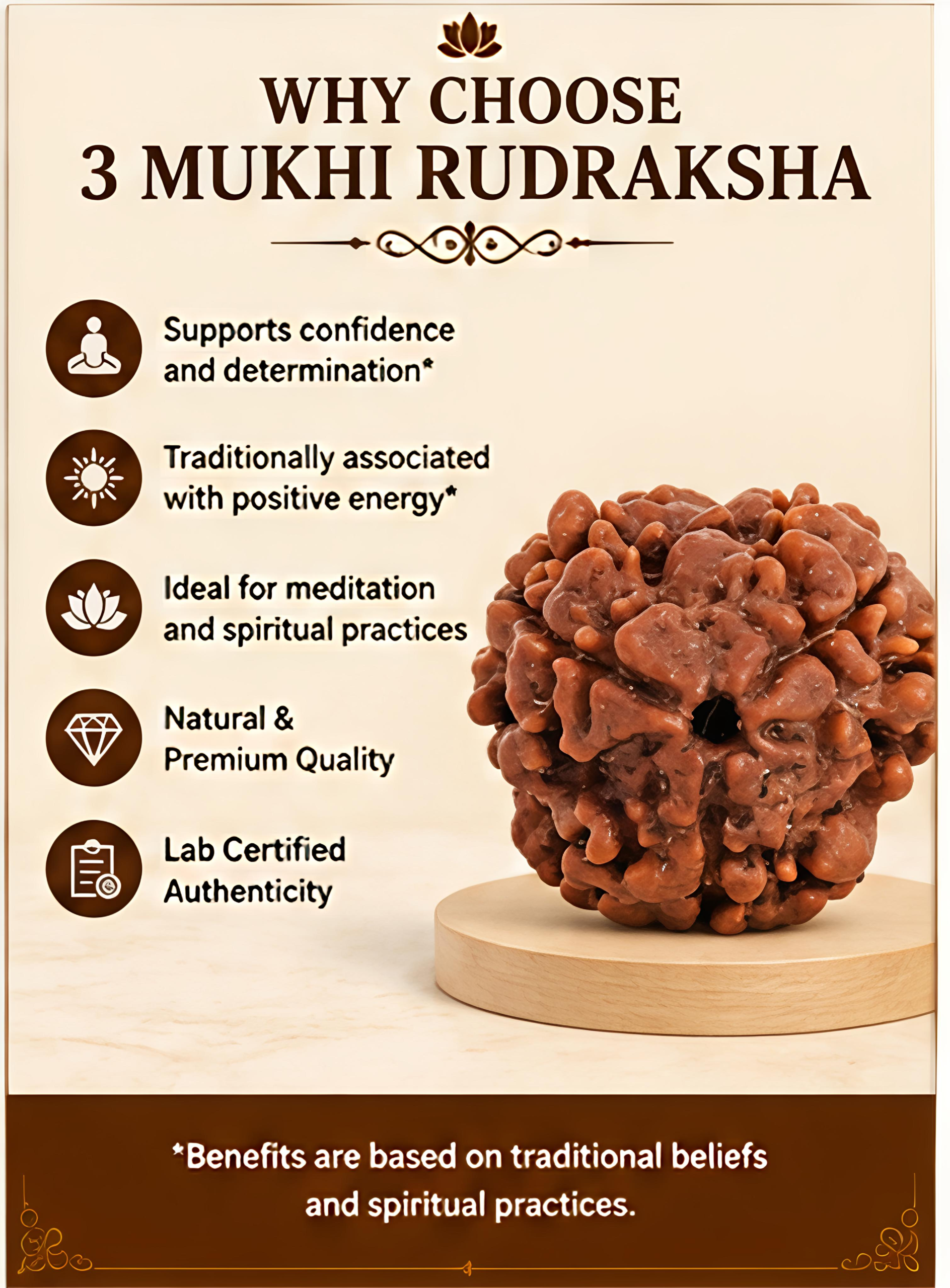 Nepal Origin 3 Mukhi Rudraksha - 20mm-25mm - Image 3