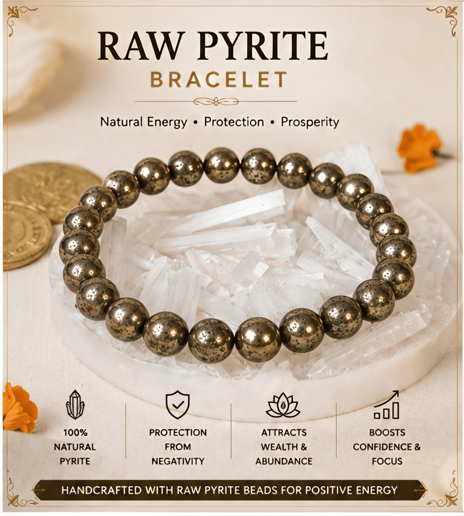 Natural Raw Pyrite Bracelet | 8mm | Premium Quality | Stretchable