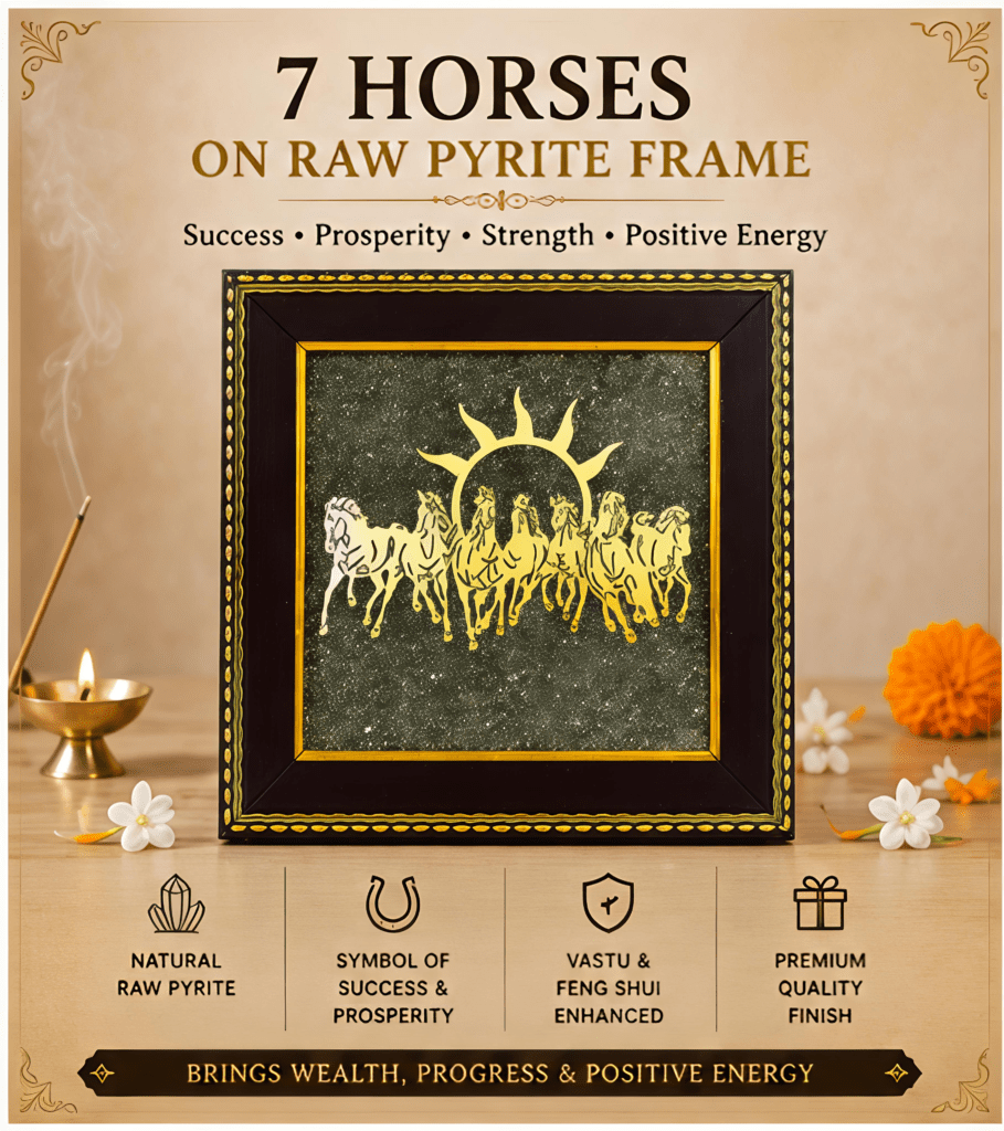 7 Horses on Raw Pyrite Frame