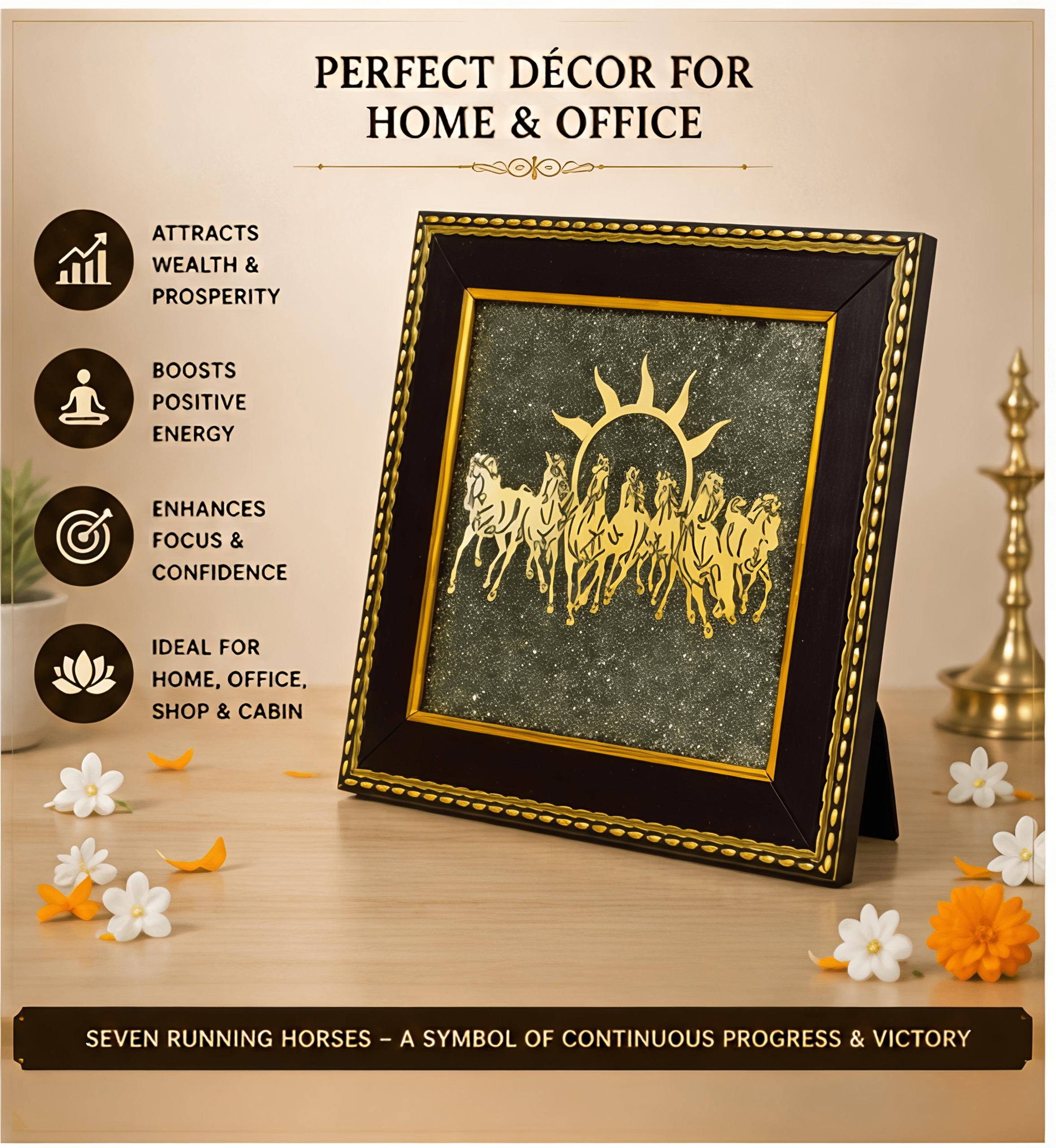 7 Horses on Raw Pyrite Frame - Image 2