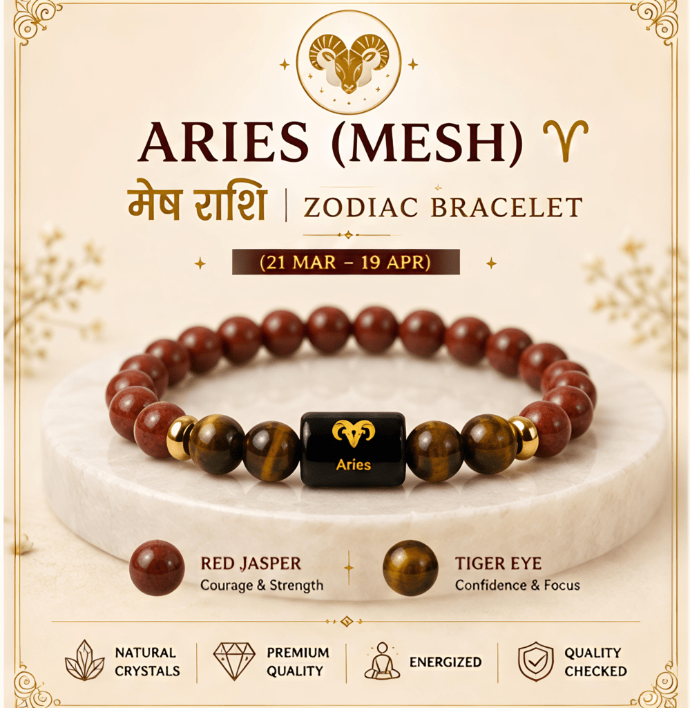 Aries (मेष राशि) Zodiac Red Jasper & Tiger Eye Bracelet