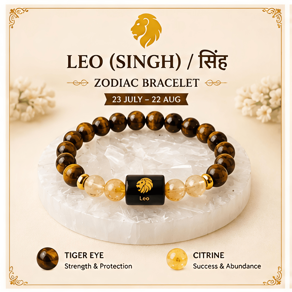 Leo (सिंह राशि) Zodiac Tiger Eye & Citrine Bracelet