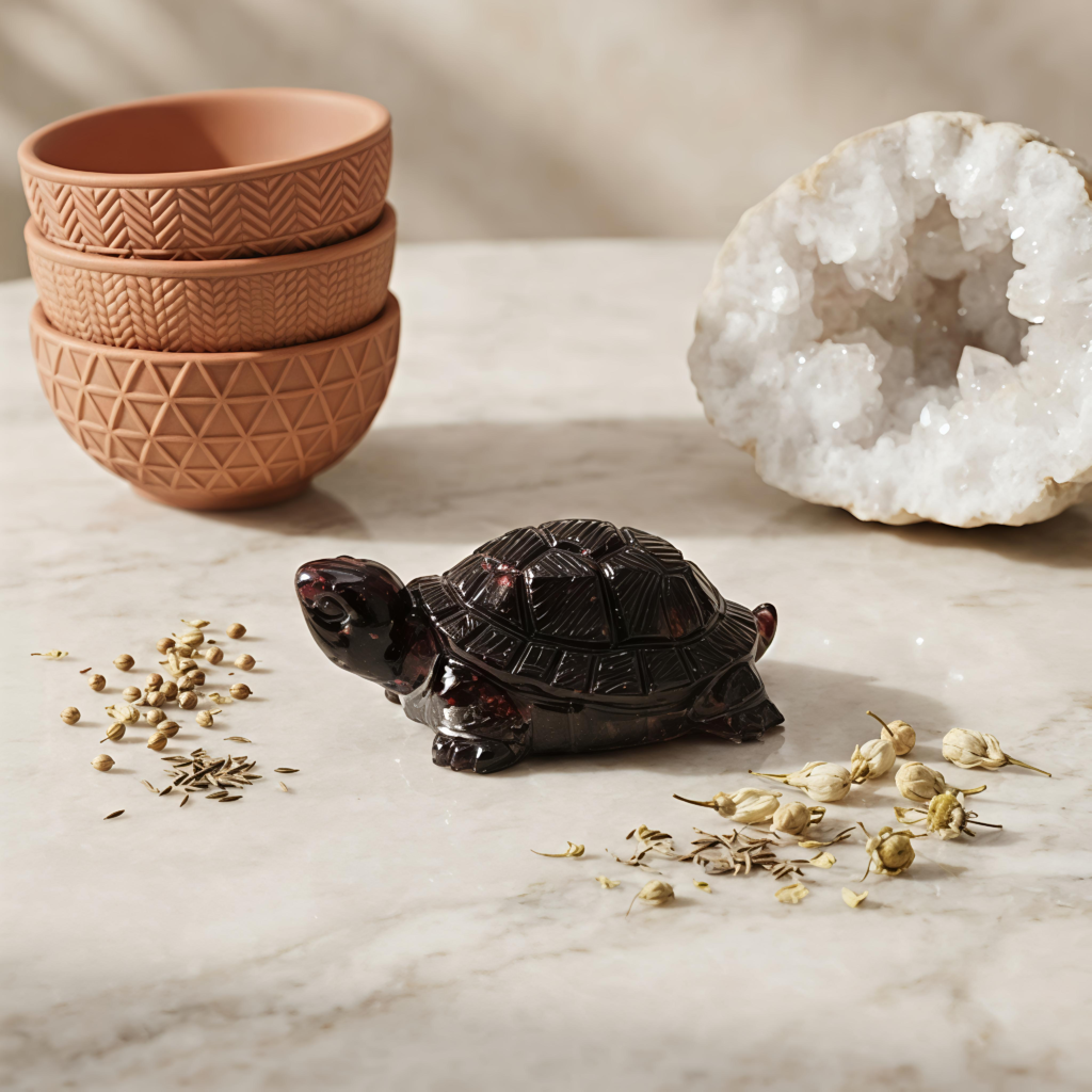 Natural Red Garnet Tortoise – Vastu Kachua