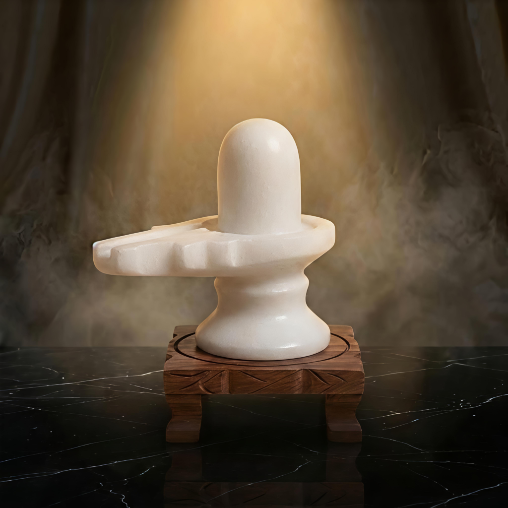 White Marble Shivling 12 cm