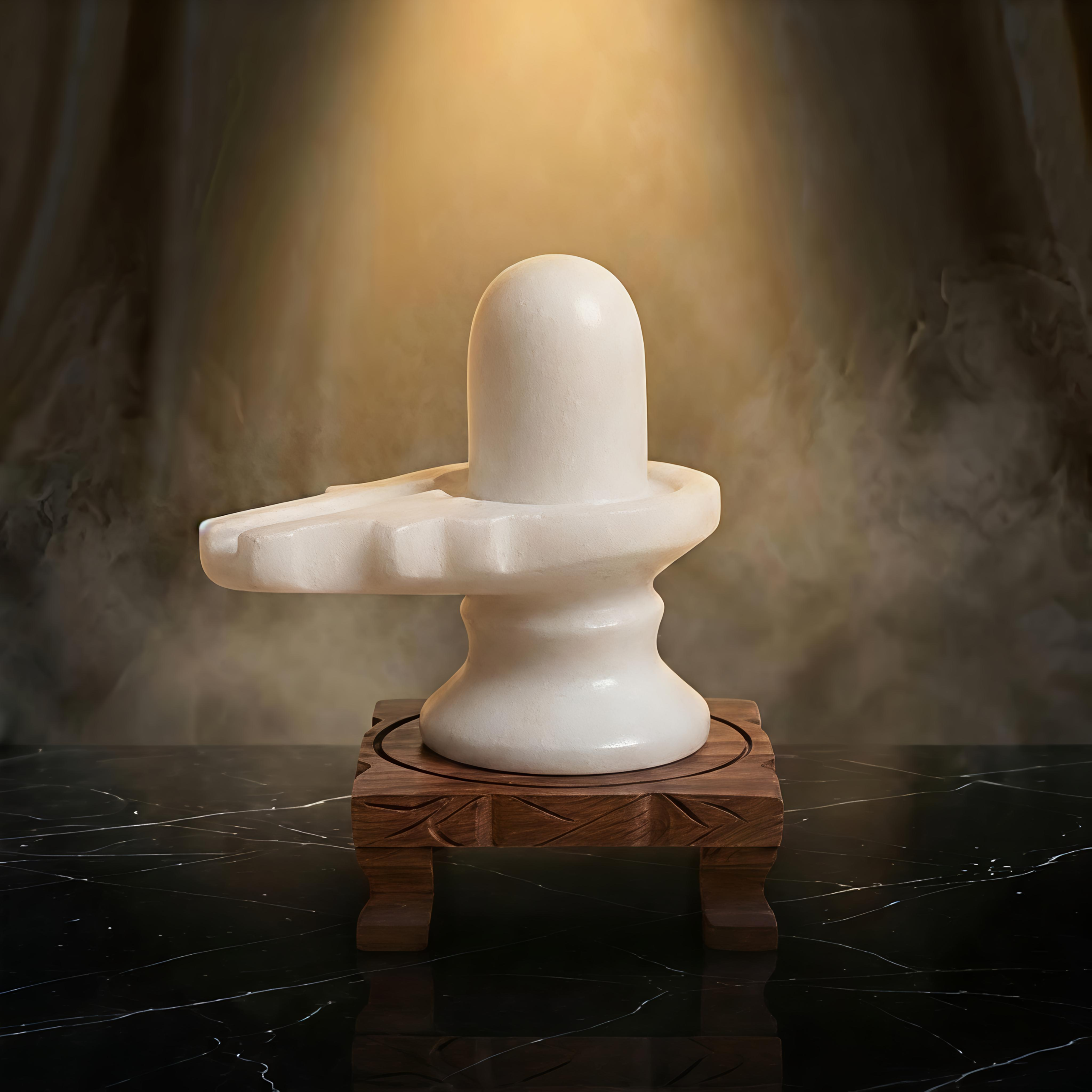 White Marble Shivling 12 cm