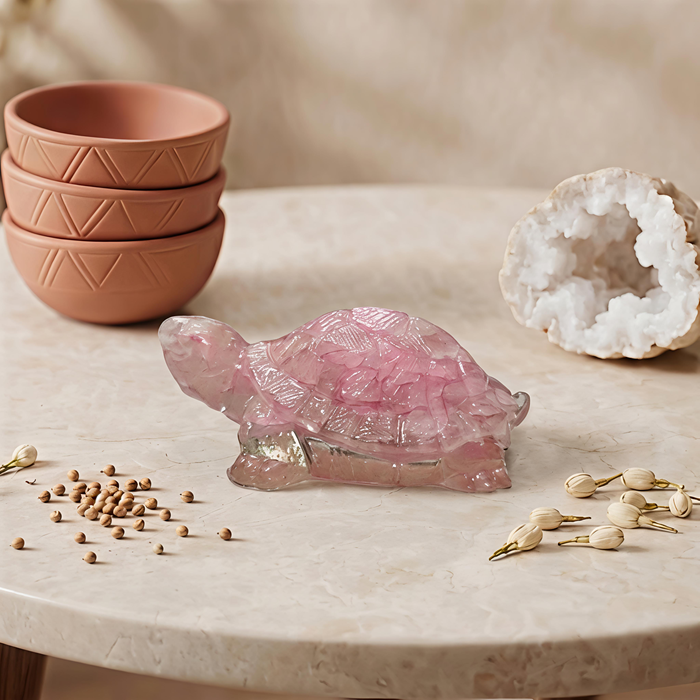 Natural Rose Quartz Tortoise – Vastu Kachua
