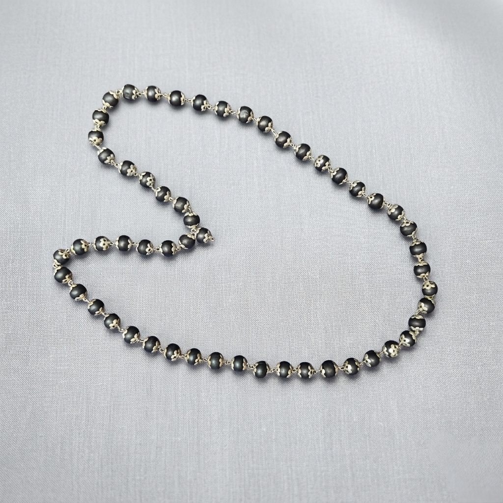 Karungali Mala Silver Cap 54+1 Beads