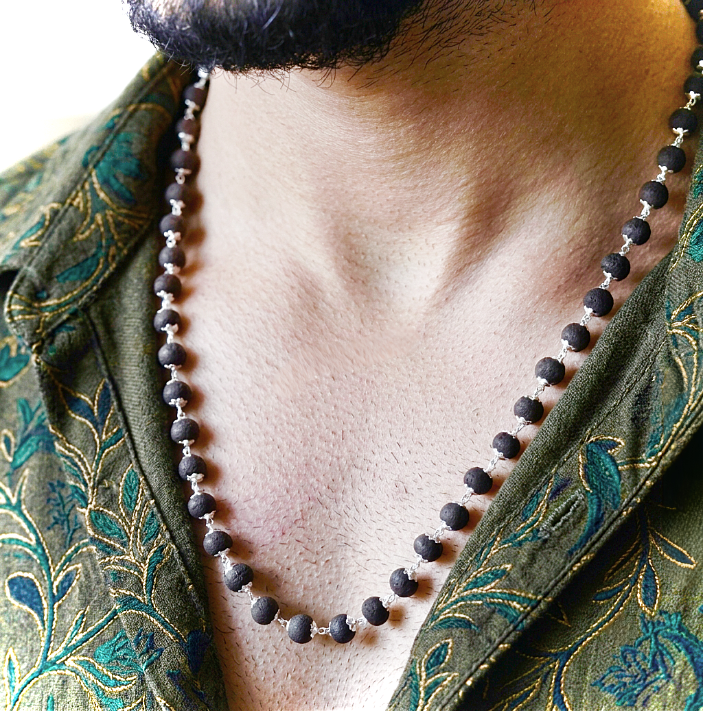 Karungali Mala Silver Cap 54+1 Beads - Image 3