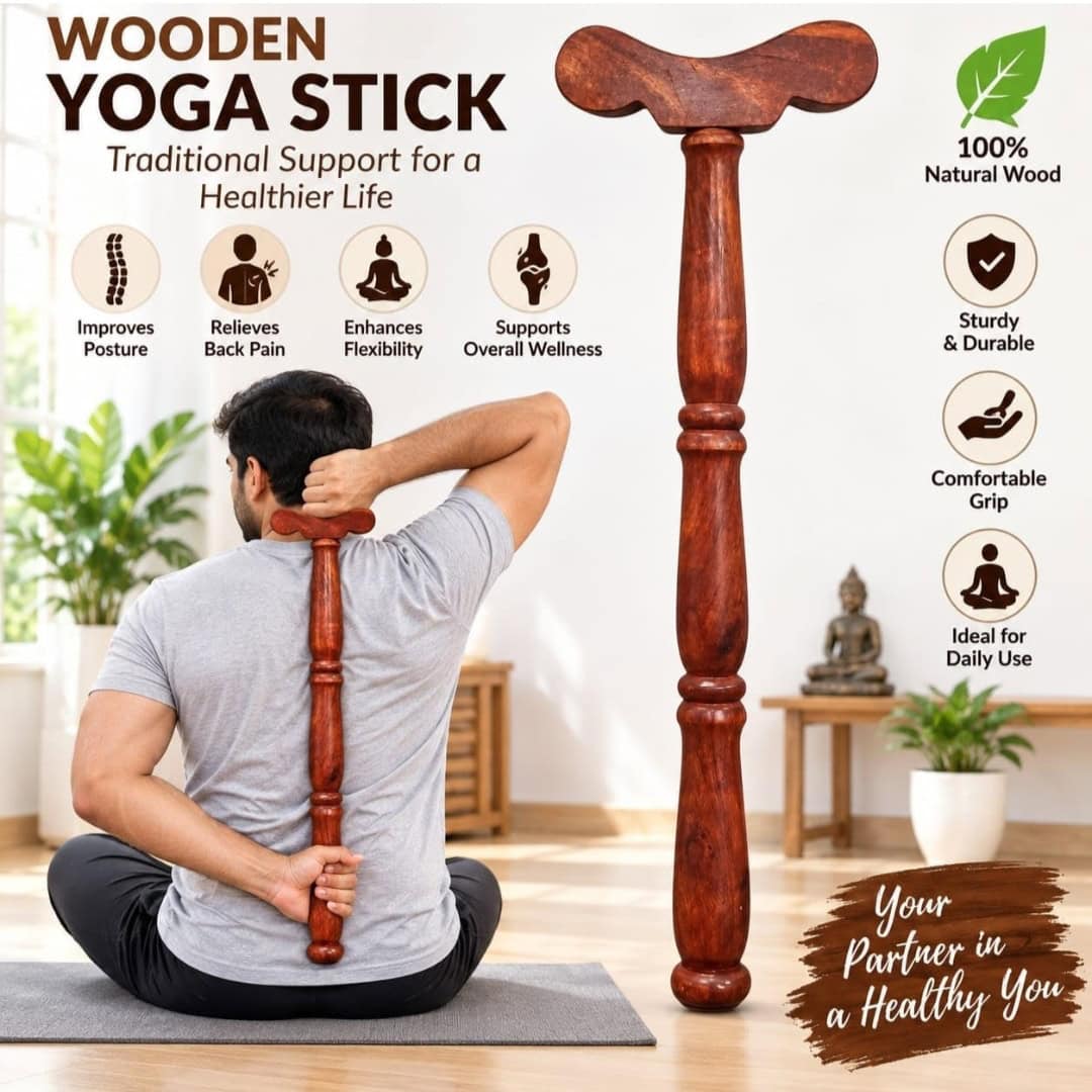 Wooden Yoga Danda (Teki) 12 Inch - Image 2